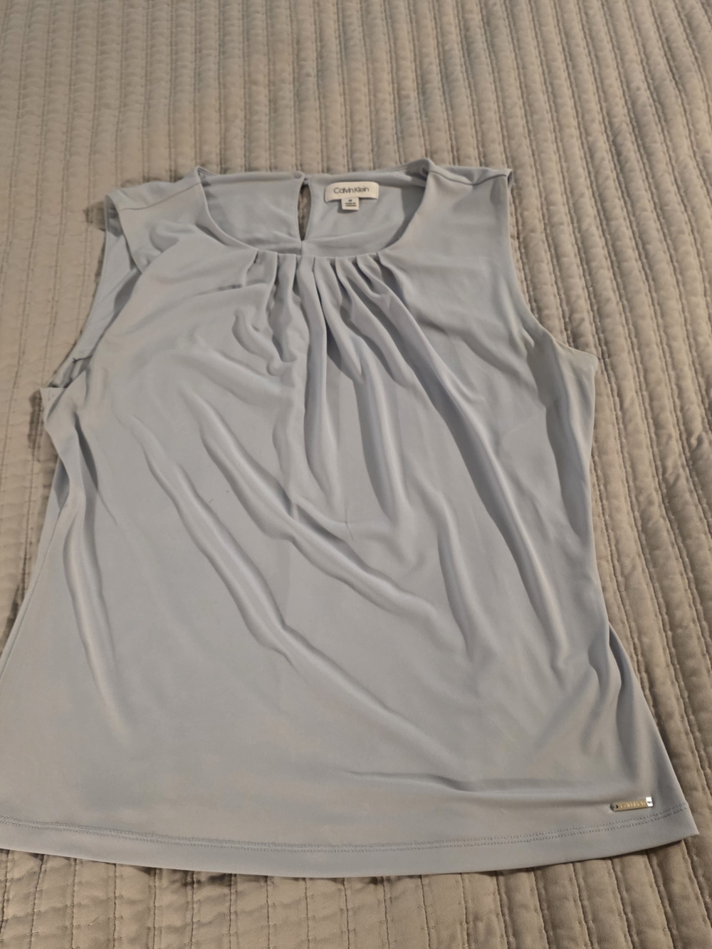 Calvin Klein Pale Blue Sleeveless Pleated Neck Camisole
